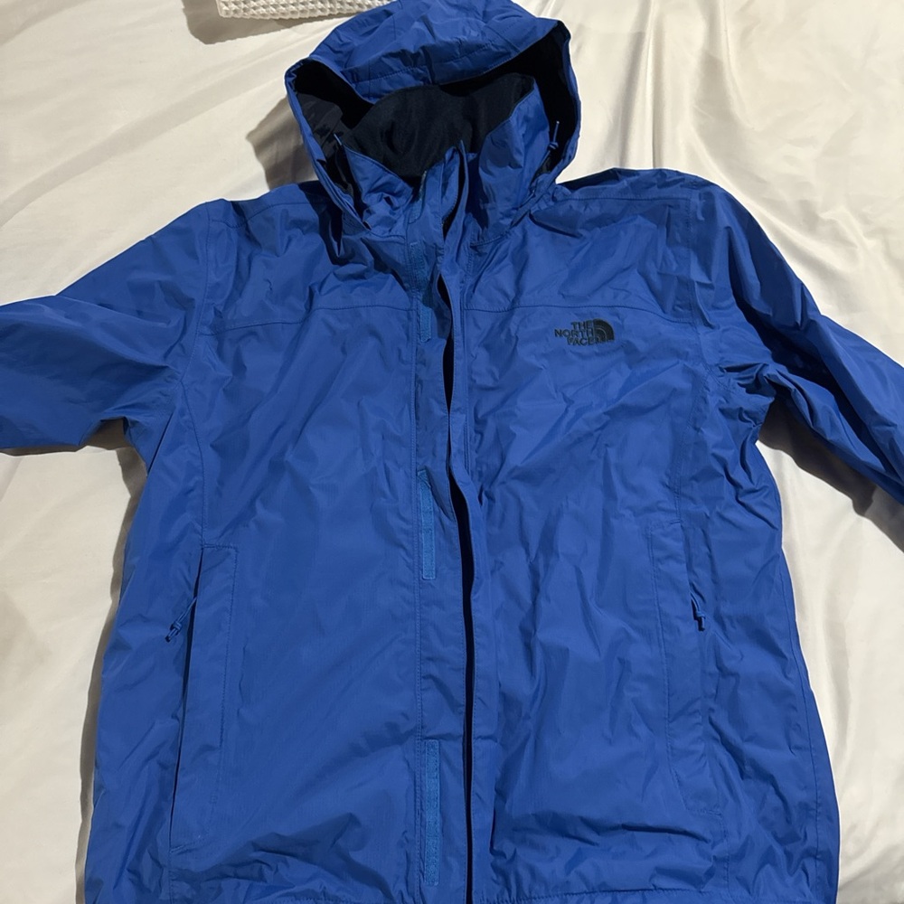 Never Worn The North Face Blue Hooded Jacket. Size Medium!
